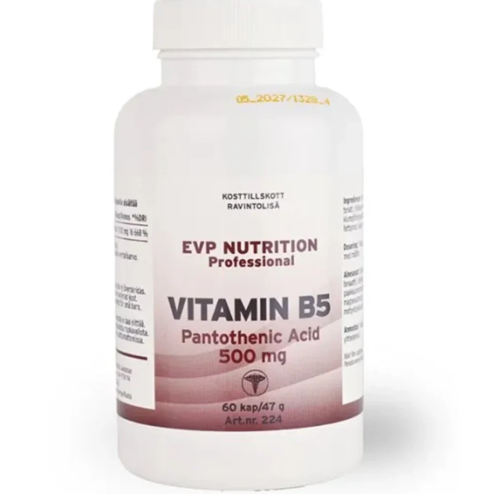 Pantotensyra Vitamin B5 500 mg – 60 kapslar